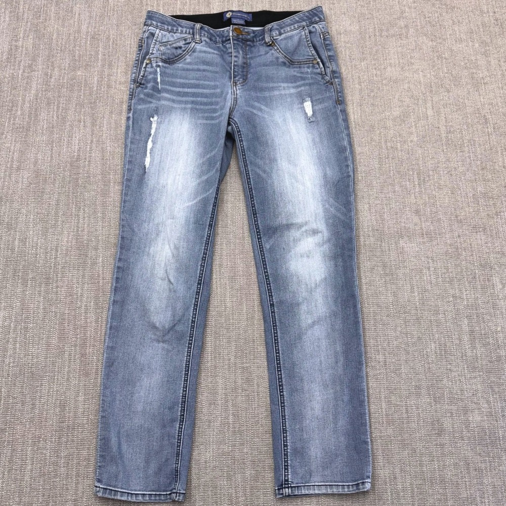 Democracy Ab Solution Jeans Womens 8 Slim Straight Ankle Distressed Stretch